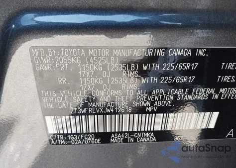 2018 Toyota Rav4 Xle from USA, damaged, VIN 2T3WFREVXJW412618